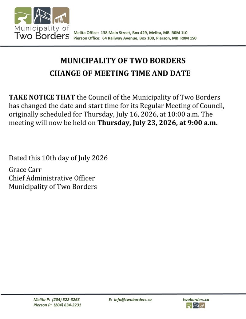Change in Meeting Date & Time