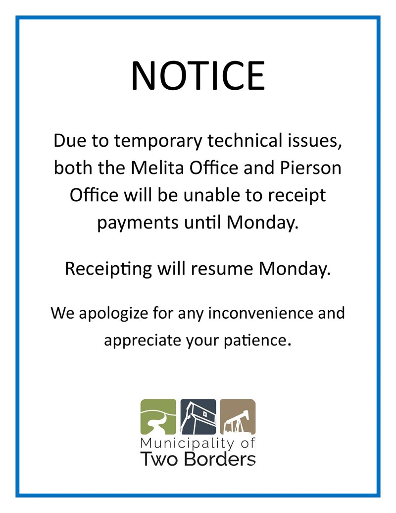 Notice-Unable to Receipt Payments till Monday