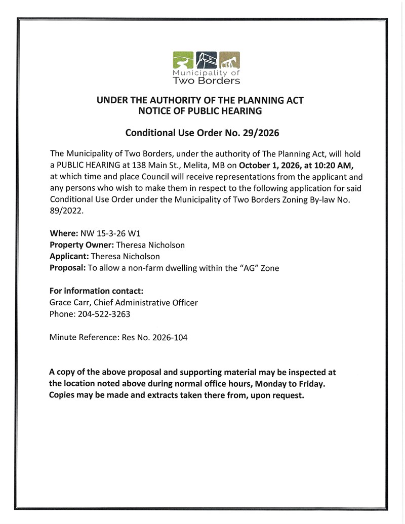 Public Hearing Notice - Conditional Use Application