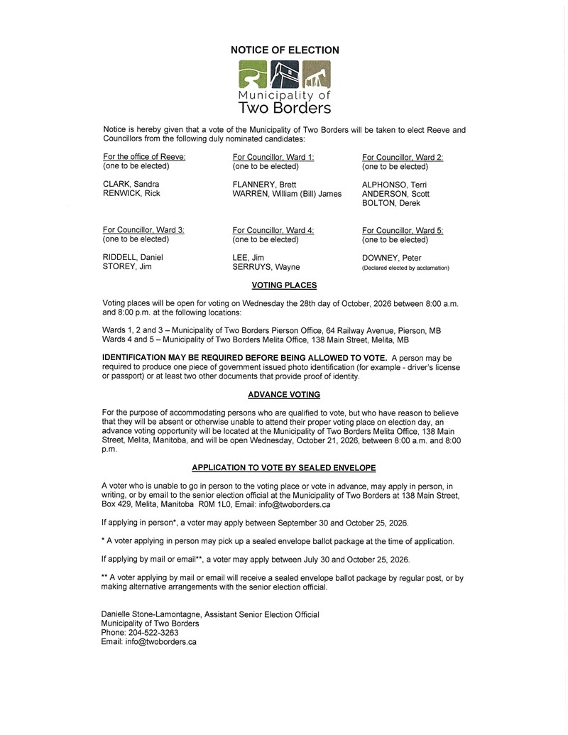 Notice of Election