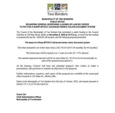 Public Notice - Melita Photocopier