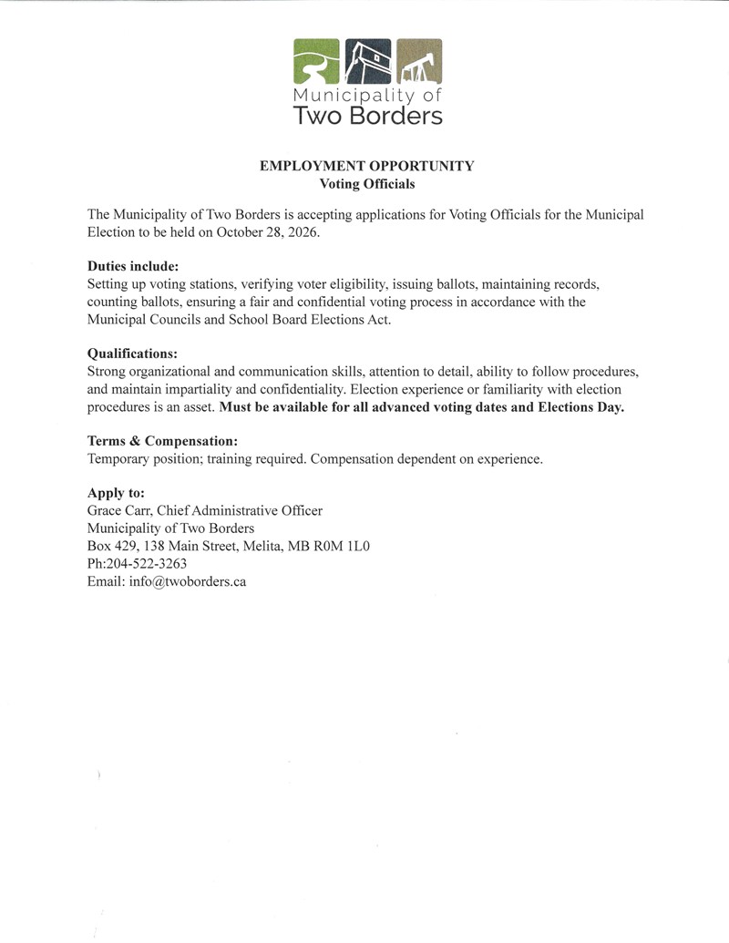 Employment Opportunity - Voting Officials